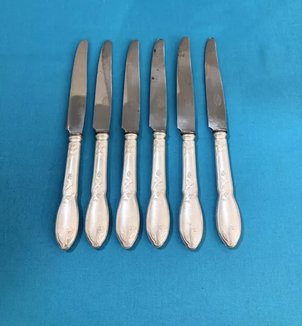 6 couteaux à entremets BOULENGER modèle CACAO métal argenté ART NOUVEAU table