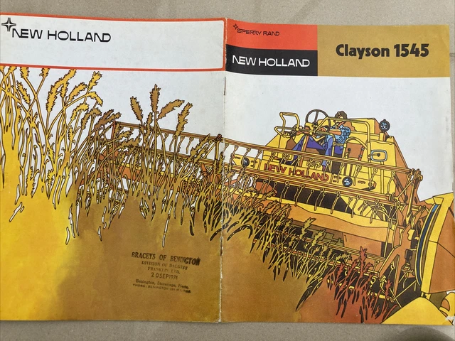 New Holland Clayson 1545 Combine -12 Page Carded Brochure 1974 Nice Artwork