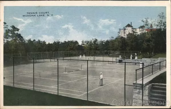 Mohonk Lake,NY Tennis Court Ulster County New York Picnic Lodge Postcard Vintage
