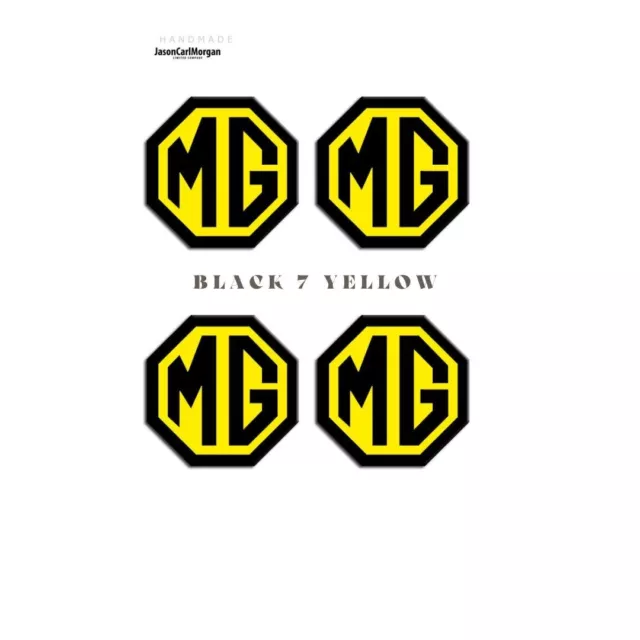 MG TF Alloy Wheel Centre Cap Set of 4 Badges 45mm Logo Inserts Black Yellow