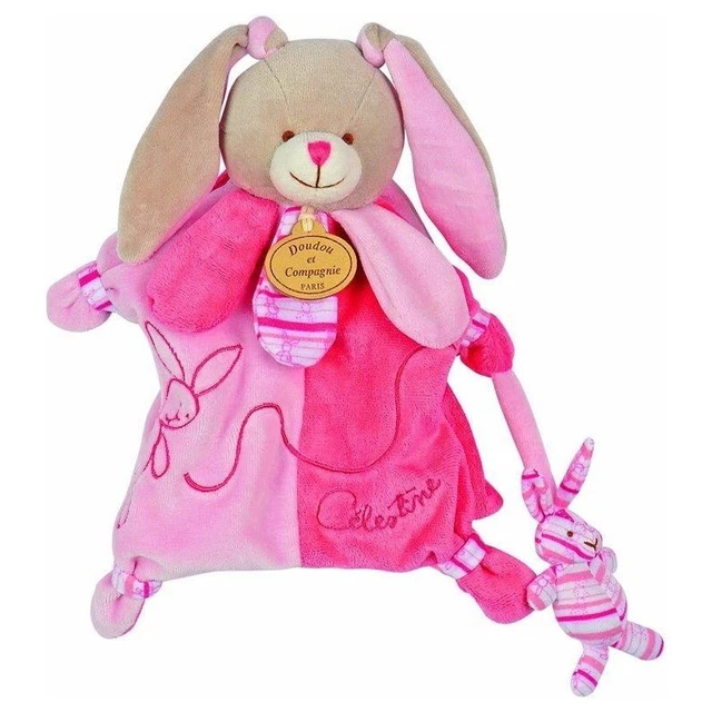 ⑩ - Doudou Marionnette Lapin Célestine Tons Roses Blanc Gris Doudou et Compagnie 2