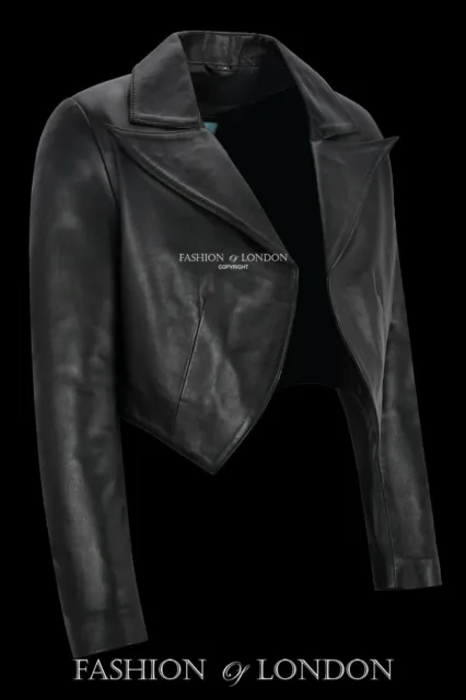 Ladies Leather Shrug Black Slim-fit Short Body Jacket Bolero Cropped Jacket 5650 2