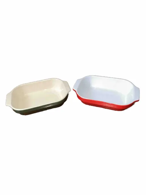 Set Of 2 Emile Henry FRANCE Baking Dishes Red and Green