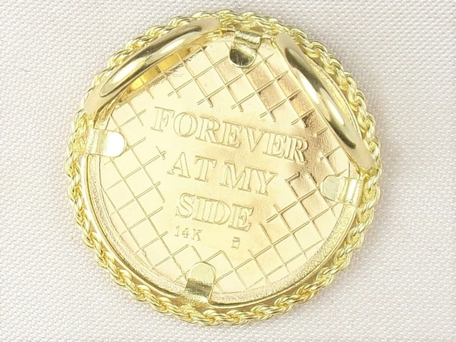 14k Yellow Gold .585 Guardian Angel Fine "Forever At My Side" Medallion Pendant 9