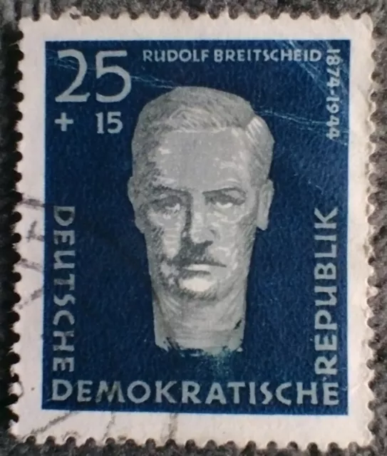 Briefmarke DDR Rudolf Breitscheid Politiker Ökonom KZ Person Büste Kopf 25 Stmpl