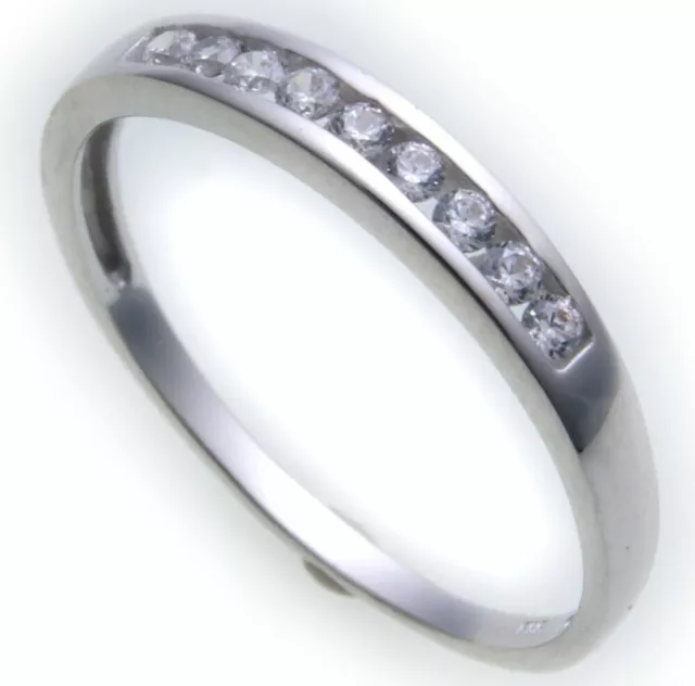 Anneau Femmes Réel or Blanc 333 Zircon 8kt Pas Cher Qualité Neuf Bague pour