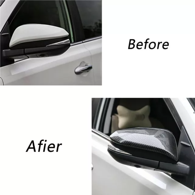 2pcs Rearview Mirror Cover Cap Carbon Fiber Style Fit For Hilux