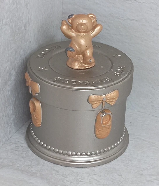 Russ Berrie Heavy Duty Silver & Gold Toned Metal Tooth Fairy Keepsake Box 15453