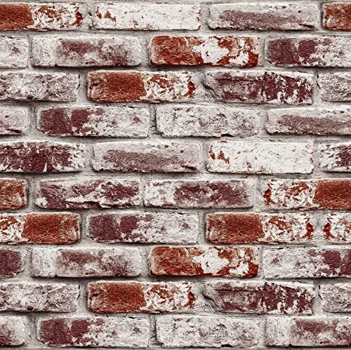 Papel pintado de ladrillo rojo pelado y palo papel tapiz autoadhesivo br...