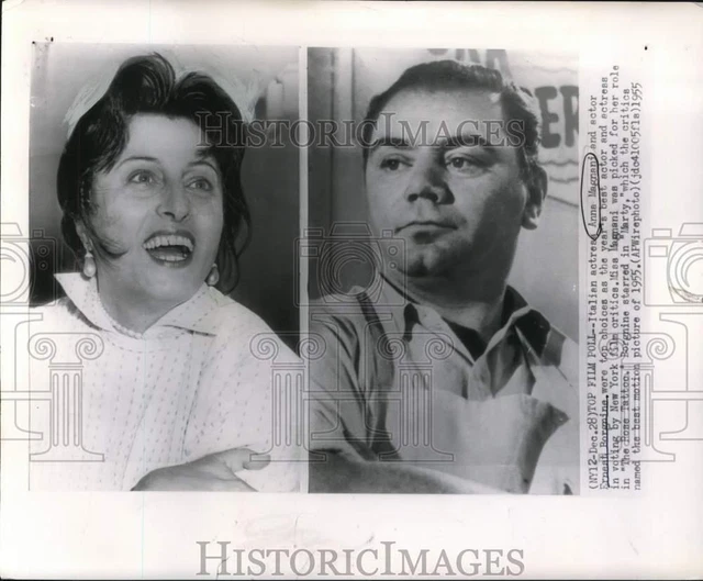 1955 Press Photo Italian actress Anna Magnani and actor Ernest Borgnine