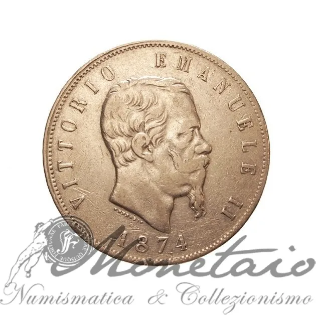 Monetaio - Vittorio Emanuele II 5 Lire 1874 Milano 2° tipo Ag. qBB