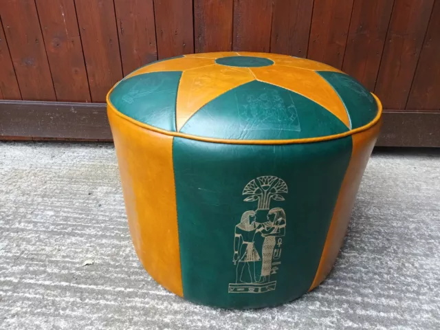 60er Vintage Hocker Sitzkissen Pouf Ottomane Kissen Kunstleder 60s Kaminhocker 2