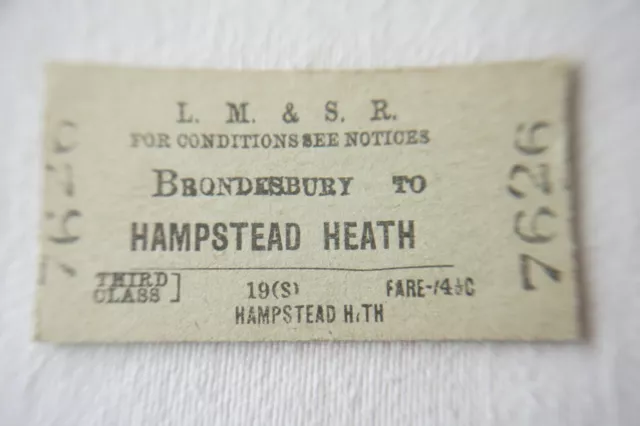 1948 Brondesbury to Hampstead Heath LMS Railway Train Ticket