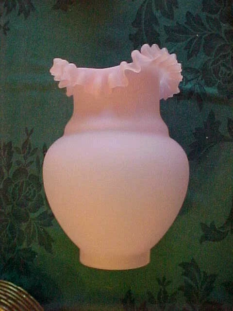 Large PINK FROSTED Kerosene Hurricane Type Lamp Shade 9-3/4" Tall 3-3/8" Fitter