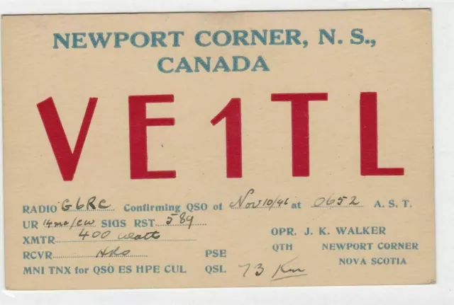 Vintage QSL radio  communication card canada 1946 ref r8498