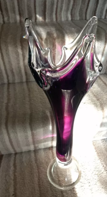 Exquisite 20inch Hand Blown Murano Glass Vase Rare Superb Condition Heavy