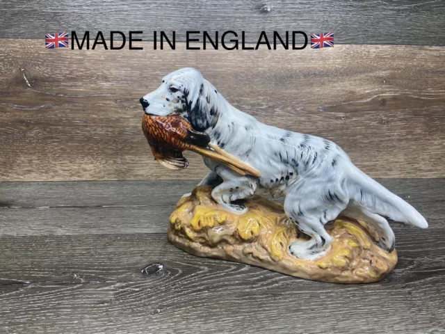 Royal Doulton Figurine Dog English Setter with Pheasant Bone China 11.5x8.5x4.2”