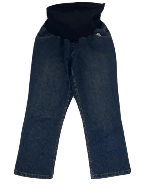 Indigo Blue Women’s Maternity Blue Cropped Capri Stretch Jeans Size Medium M