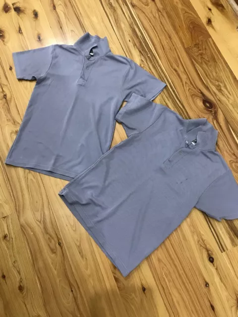 Scags Brand School Polos Grey Short Sleeved Boys Size 12 X 2 Items Poly/Cotton