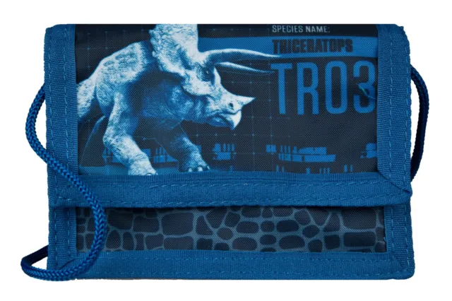 Jurassic World Canvas Pouch Wallet with Zipped Compartment and Lanyard Blue