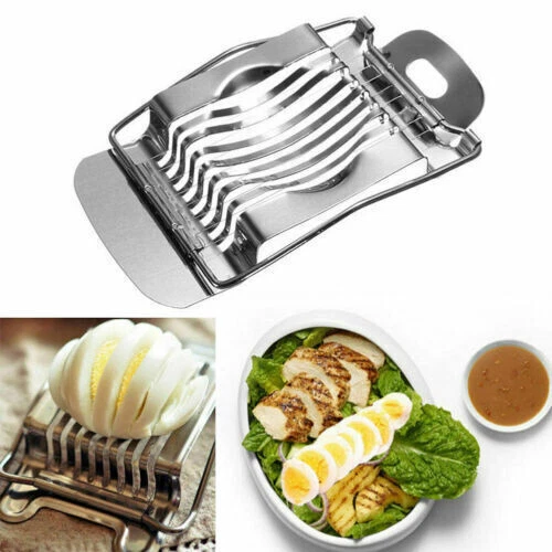 EGG SLICER STAINLESS Steel Eggs Hard Boiled Metal Cutter Section