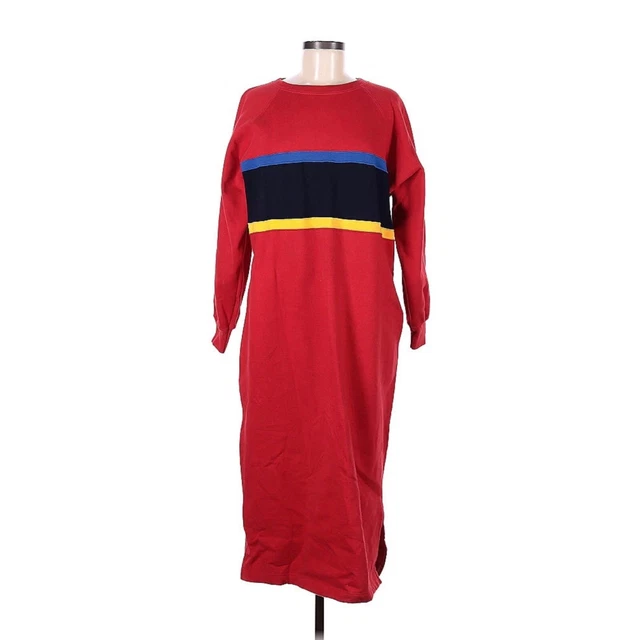 Ralph Lauren Vintage 90s Y2K Red Rugby Stripe Red Sweater Dress Maxi