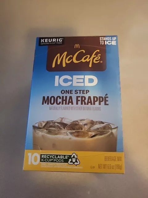 McDonalds McCafe Iced One Step Mocha Frappe Beverage Mix K Cups Keurig 10 ct