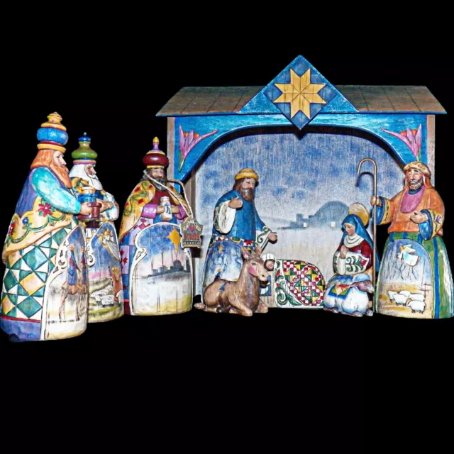 Jim Shore 2003 Freude Zum World! 10 Teile Nativity Set Enesco Kernholz Creek 3