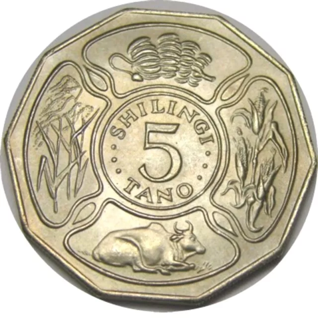 elf Tanzania 5 Shilingi 1971  FAO Cow Corn Grain Banana 2