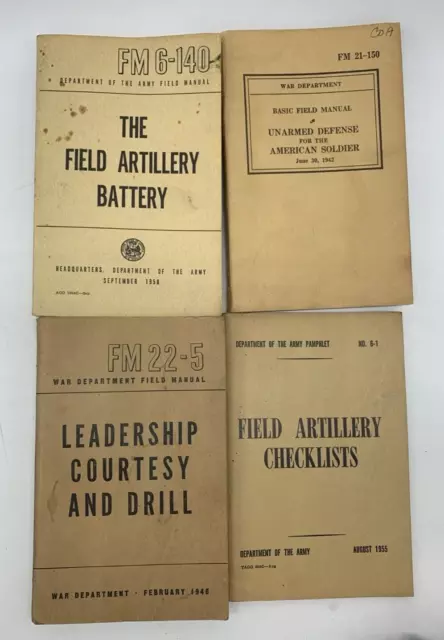 LOT 2 WW2 Army FIELD MANUALS FM 22-5, FM 21-150 + FM 6-140-1958, Field Artillery