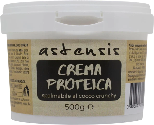 Astensis - Crema Proteica Cocco Artigianale 500G- Crema Spalmabile Bianca Senza