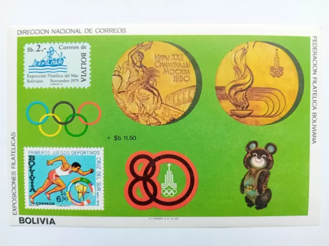 Sello de Bolivia 1980, bloque MI 101, Juegos Olímpicos Moscú 1980