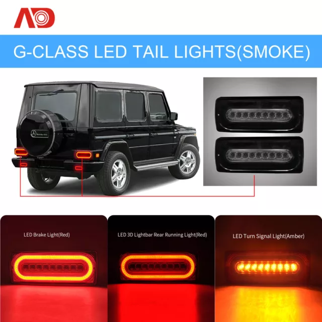 For Mercedes W463 G500 G550 G55 AMG 99-18 3-In-1 LED Taillight Lamp Smoked Lens