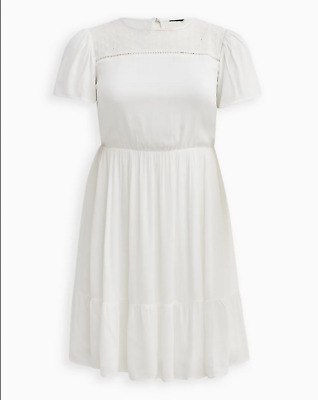 Torrid white gauze short sleeve skater dress, Plus size 4X(26)