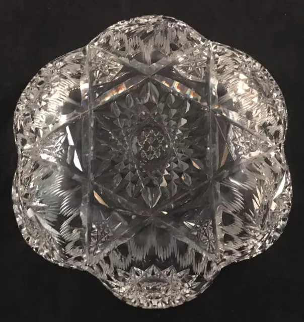 Antique American Brilliant Period Cut Glass Small Bowl With Starburst Pattern 4