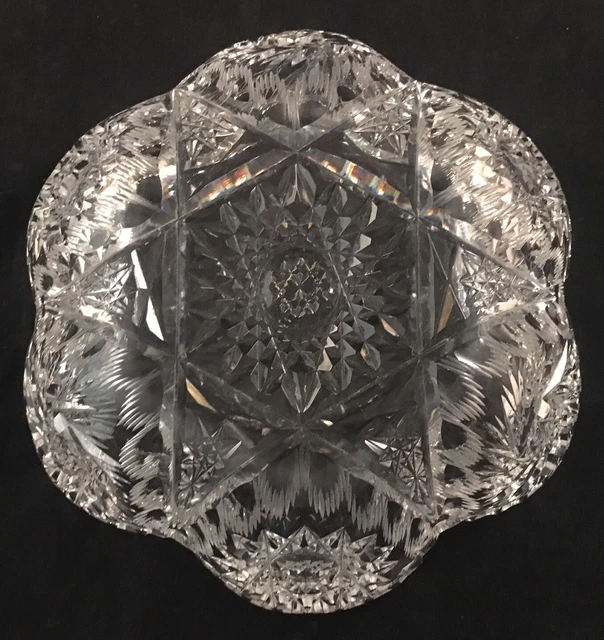 Antique American Brilliant Period Cut Glass Small Bowl With Starburst Pattern 4