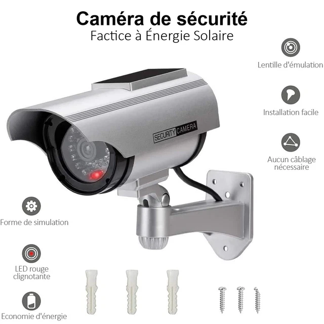 Caméra de Surveillance Factice Extérieur Energie Solaire Sans Fil Circuit fermé