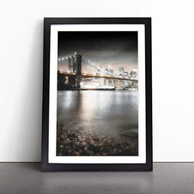 Brooklyn Bridge New York City Abstract Art Wall Art Print Framed Canvas Picture