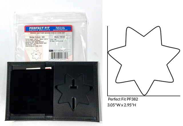 Perfect Fit 100-D2 Book Style Dress Leather Badge & Id Case 7-Point Star B67