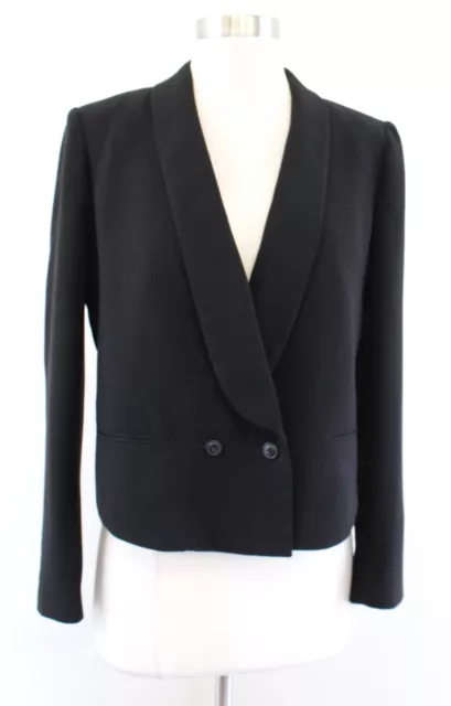 J Crew Factory Womens Solid Black Cropped Drapey Blazer Suit Jacket Size 2