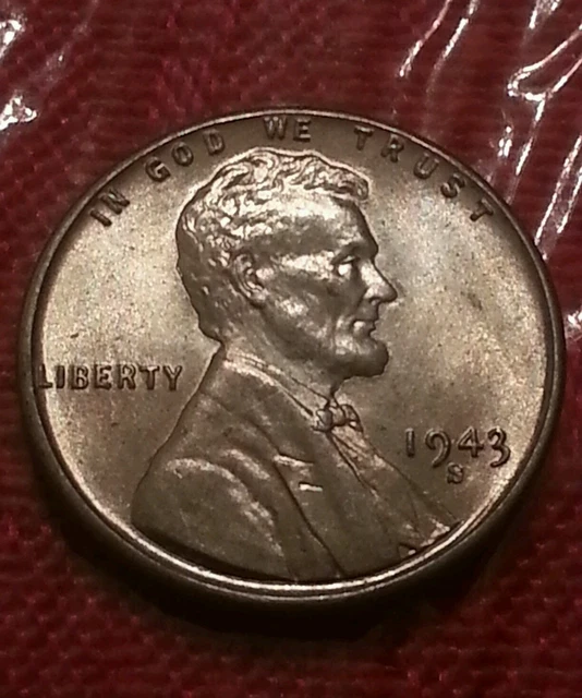 1943-S Lincoln Wheat Steel Penny Cent - Bu Uncirculated Unc!!!