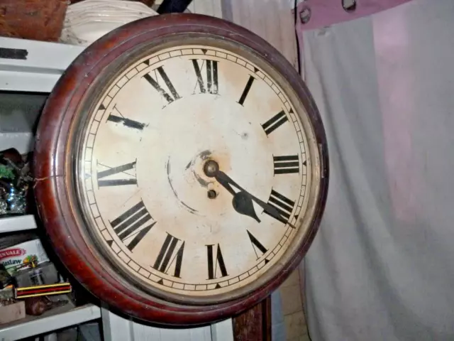 antique fusee wall clock ticking  no pendulum 14"  x 6" depth