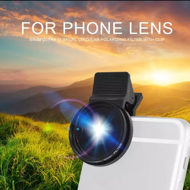 37mm Ultra Slim CPL Circular Polarizing Filter with Clip for Phone Lens FR 2