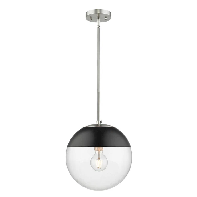 Golden Lighting Dixon 1 Light Pendant with Rod, Pewter/Black - 3219-LPW-BLK