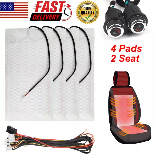 6 Level Car Seat Carbon Fiber Heated Cushion Heater Pad 12V Hi-Off-Lo Switch Kit