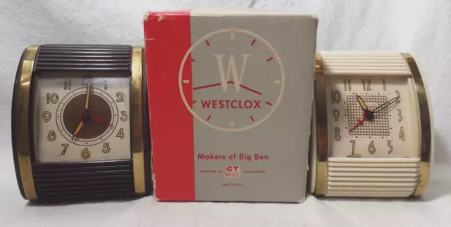 Vintage Westclox Bakelite Brown & White Art Deco Travel Alarm Clock (For Repair)