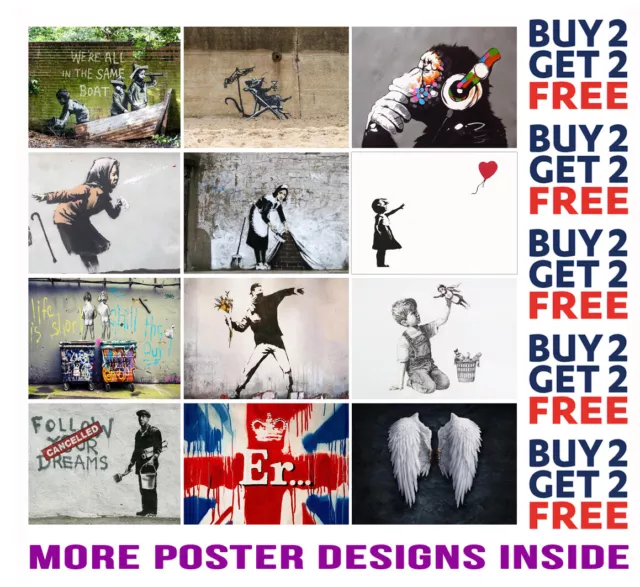 Banksy Posters Graffiti Art Print Poster A4 A3 Size Buy 2 Get Any 2 Free