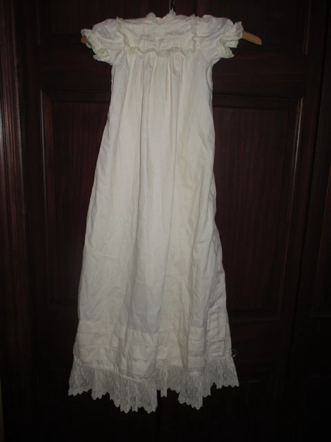 Antique Vintage Baptismal Christening Unisex Long Baby Gown Handmade Lace 37"