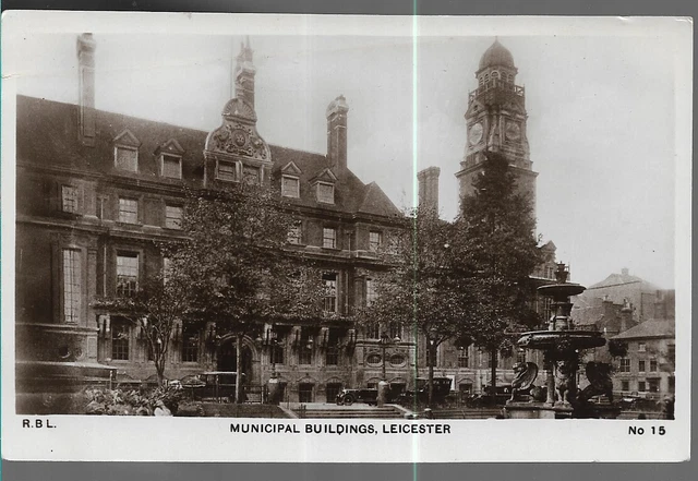 Splendid Old R/P Postcard - Municipal Buildings - Leicester C.1919