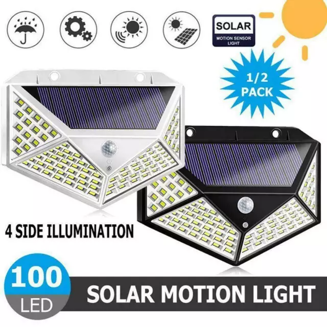 100 LED Solar Lamp Power PIR Motion Sensor Wall Lights Outdoor Garden Waterproof